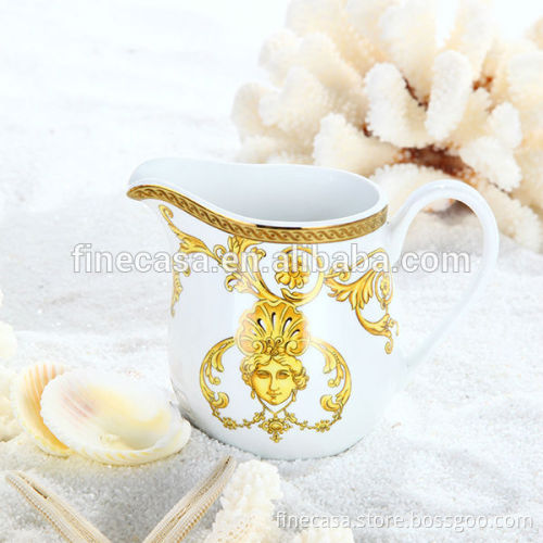 Luxury Fine Hyper White Porcelain Sugar Tea Pot & Creamer of Sea Goddness